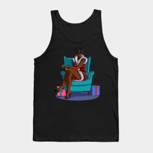 Black Santa Claus Gangster Christmas Tank Top